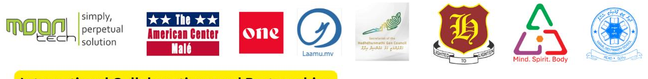 Local partners — MoonTech, American Center, ONE, Laamu.mv, Gan Council, schools, Mind Spirit Body